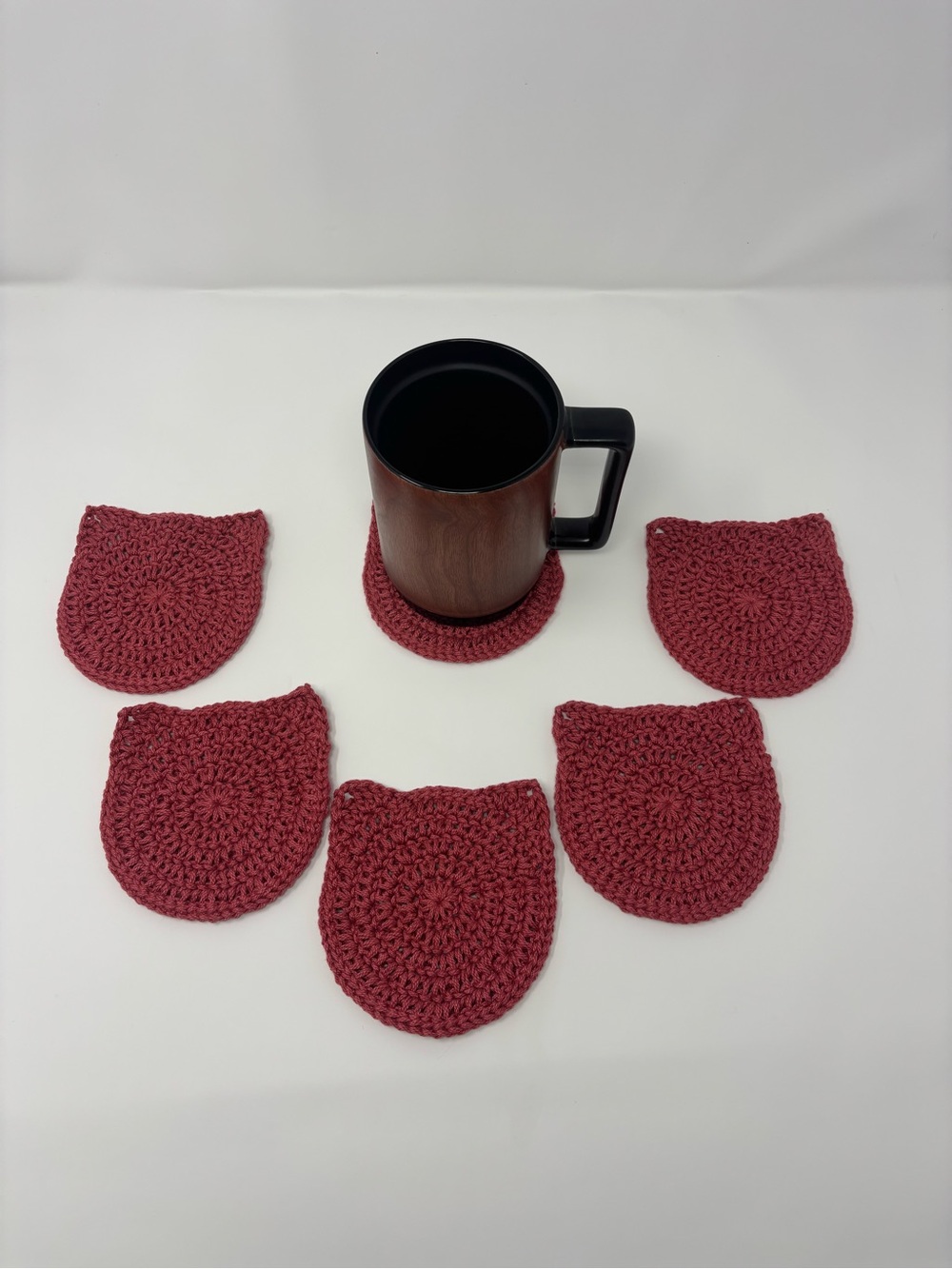 Terra Cotta Cat Ear Crochet Coasters (Set of 6)